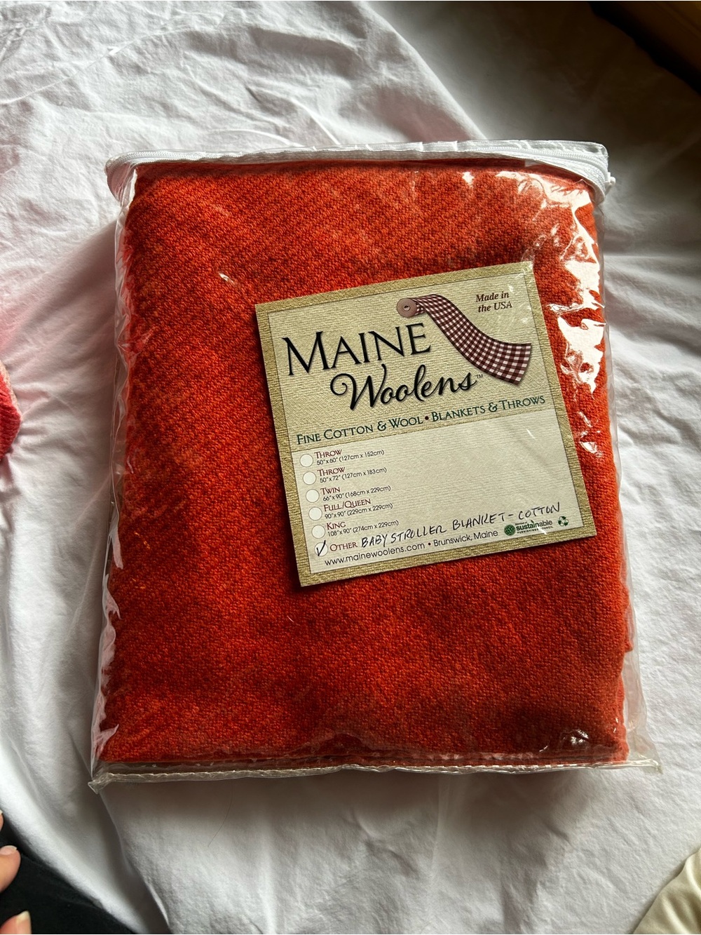 Maine Woolens Coral Cotton Baby Stroller Blanket